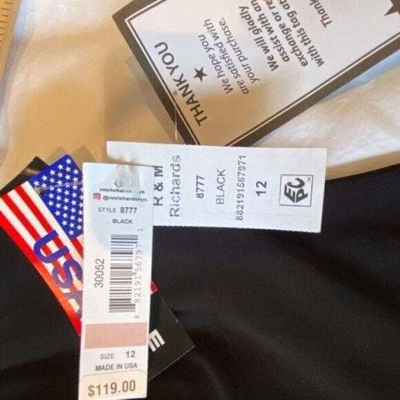 R & M Richards Black Evening Gown With Mesh Rhinestone Top Size 12 NWT - Picture 9 of 14